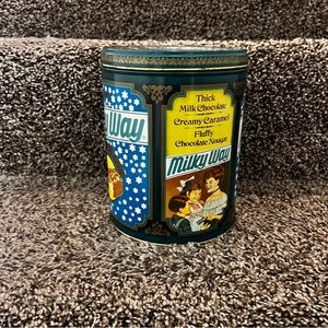1980 Milky Way Advertising Candy Tin Box , 7.5in L x 6in Diameter